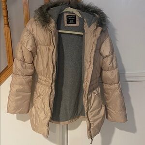 Calvin Klein Kids Beige Hooded Puffer Coat